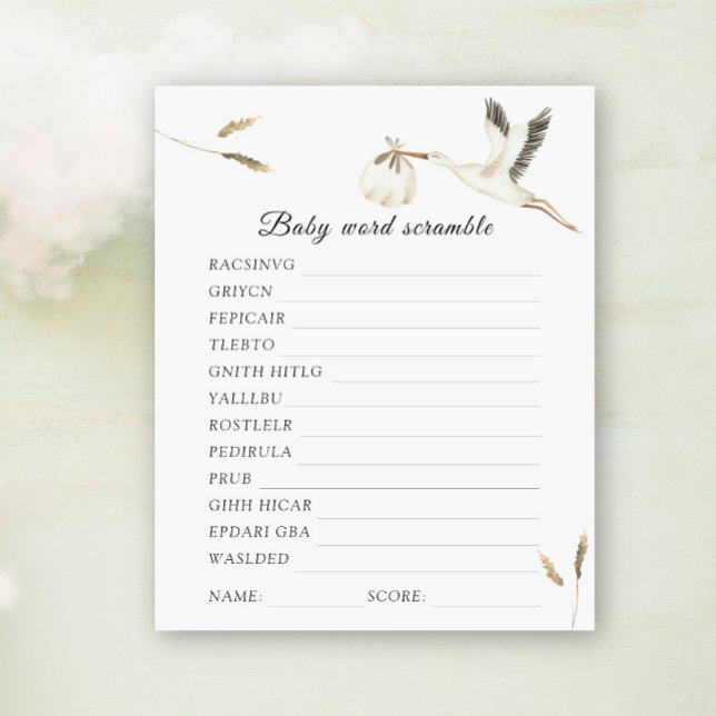 Stork Baby Dusche Word Rührei Baby Dusche Spiel (Von Creator hochgeladen)