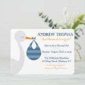 Stork Baby Einladung / Baby Ankündigung (Stehend Vorderseite)