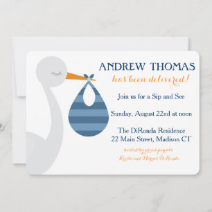 Stork Baby Einladung / Baby Ankündigung