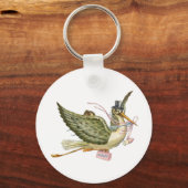 STORK BABY GIRL DUSCHE Pink White Schlüsselanhänger (Rückseite)