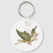 STORK BABY GIRL DUSCHE Pink White Schlüsselanhänger (Rückseite)