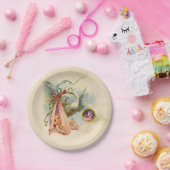 STORK BABY GIRL DUSCHE PINKGEM STONE MONOGRAM PAPPTELLER (Party)