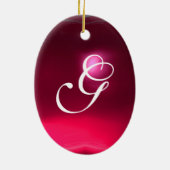 STORK BABY GIRL DUSCHMONOGRAM RED RUBY KERAMIKORNAMENT (Hinten)