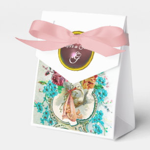 STORK BABY GIRL DUSCHPINK GEM MONOGRAM White Geschenkschachtel