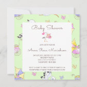 *~* Stork Baby Girl Herz Blume Kinderdusche Einladung (Rückseite)