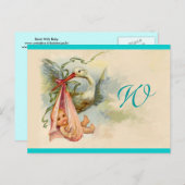 STORK BABY GIRL SHOWER 2 EINLADUNGSPOSTKARTE (Vorne/Hinten)