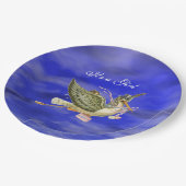 STORK BABY GIRL SHOWER Blue Sky Pappteller (Schrägansicht)