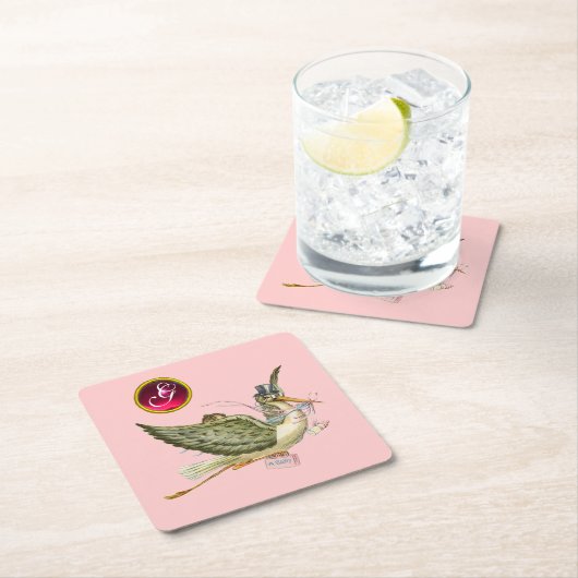 STORK BABY GIRL SHOWER GEM MONOGRAM RECHTECKIGER PAPPUNTERSETZER (Vor Ort)