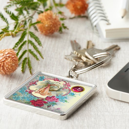 STORK BABY GIRL SHOWER GEM MONOGRAM SCHLÜSSELANHÄNGER (Seite)