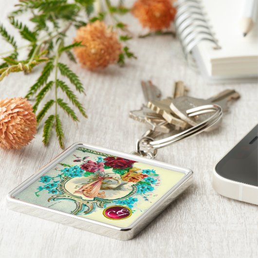 STORK BABY GIRL SHOWER GEM MONOGRAM SCHLÜSSELANHÄNGER (Seite)