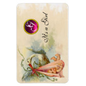 STORK BABY GIRL SHOWER MONOGRAM MAGNET (Vertikal)