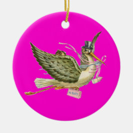 STORK BABY GIRL SHOWER MONOGRAM Pink Amethyst Keramikornament