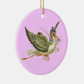 STORK BABY GIRL SHOWER MONOGRAM Red Ruby Keramik Ornament (Rechts)