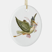 STORK BABY GIRL SHOWER MONOGRAM Red Ruby Keramik Ornament (Rechts)