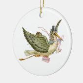 STORK BABY GIRL SHOWER MONOGRAM Red Ruby Keramik Ornament (Links)