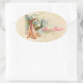 STORK BABY GIRL SHOWER OVALER AUFKLEBER (Tasche)