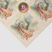 STORK BABY GIRL SHOWER PINK GEM STONE MONOGRAM SEIDENPAPIER (Ausschnitt)