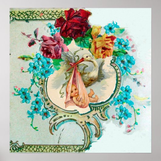 STORK BABY GIRL SHOWER POSTER (Vorne)