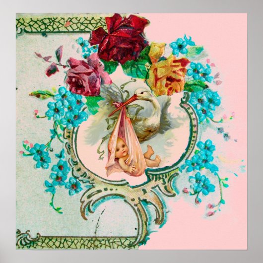 STORK BABY GIRL SHOWER POSTER (Vorne)