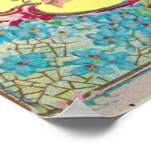 STORK BABY GIRL SHOWER Ruby Gem Stone Monogramm Poster (Ecke)