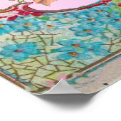 STORK BABY GIRL SHOWER Ruby Gem Stone Monogramm Poster (Ecke)