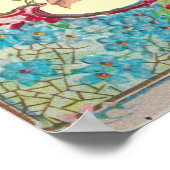 STORK BABY GIRL SHOWER Ruby Gem Stone Monogramm Poster (Ecke)