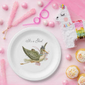 STORK BABY GIRL SHOWER White Pappteller (Party)