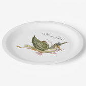 STORK BABY GIRL SHOWER White Pappteller (Schrägansicht)