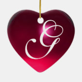 STORK BABY MÄDCHEN 2 HERZMONOGRAMM ROTE RUBY KERAMIK ORNAMENT (Hinten)