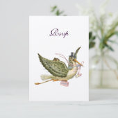 STORK BABY MÄDCHEN DUSCHE, UAWG, Sahne-Gürtel RSVP Karte (Stehend Vorderseite)