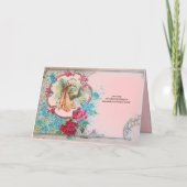 STORK BABY MÄDCHEN DUSCHROSEN, BLUME MONOGRAM ANKÜNDIGUNG (Rückseite)