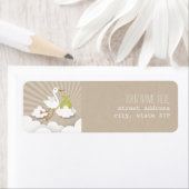 Stork Baby Showadresse Label - Green (Insitu)