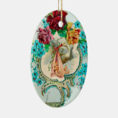 STORK BABY SHOWER 2 MONOGRAM Red Ruby Keramik Ornament (Rechts)