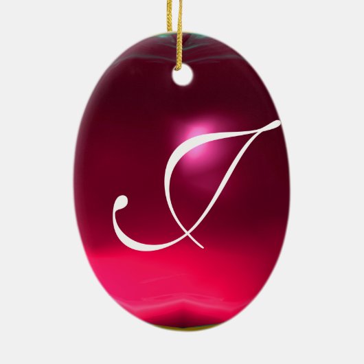 STORK BABY SHOWER 2 MONOGRAM Red Ruby Keramik Ornament (Hinten)