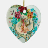 STORK BABY SHOWER 2 MONOGRAM Red Ruby Keramikornament (Rechts)