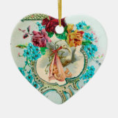 STORK BABY SHOWER 2 MONOGRAM Red Ruby Keramikornament (Vorne)