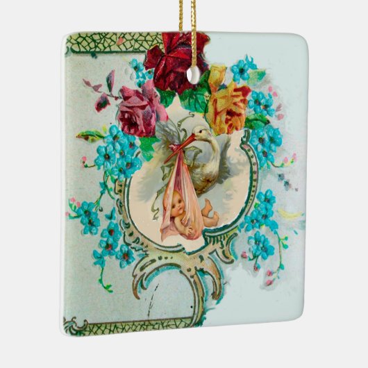 STORK BABY SHOWER 2 Red Ruby Keramikornament (Rechts)