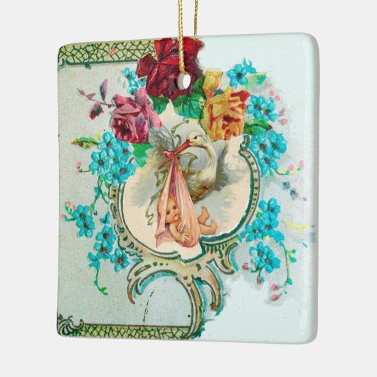 STORK BABY SHOWER 2 Red Ruby Keramikornament (Links)