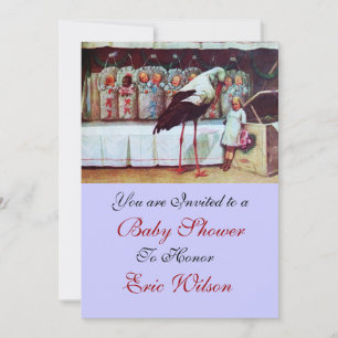 STORK BABY SHOWER 3, blau Einladung