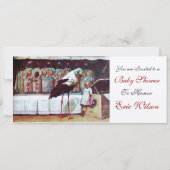 STORK BABY SHOWER 3, Champagner metallisch Einladung (Vorderseite)