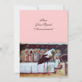 STORK BABY SHOWER 3, rosa, gold, metallisch Einladung (Rückseite)