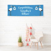 Stork Baby Shower Blue Boy Banner (Insitu)
