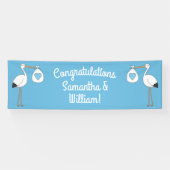 Stork Baby Shower Blue Boy Banner (Horizontal)