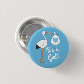 Stork Baby Shower Blue Boy Button (Vorne & Hinten)