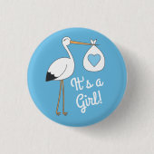 Stork Baby Shower Blue Boy Button (Vorderseite)