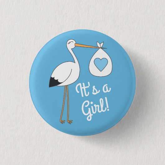 Stork Baby Shower Blue Boy Button (Vorderseite)