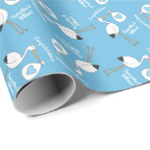 Stork Baby Shower Blue Boy Geschenkpapier (Rolleneckpunkt)