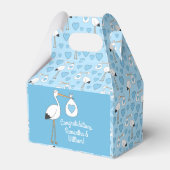 Stork Baby Shower Blue Boy Geschenkschachtel (Rückseite)