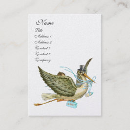 STORK BABY SHOWER, Blue White Pearl Paper Visitenkarte