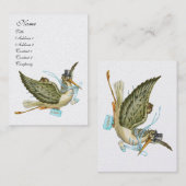 STORK BABY SHOWER, Blue White Pearl Paper Visitenkarte (Vorne/Hinten)